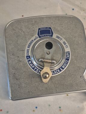 Craft Vintage Black & White Tape Measure Reel - Metal Housing
